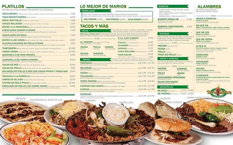 Mario's Tacos - Chicago, IL menu_pic