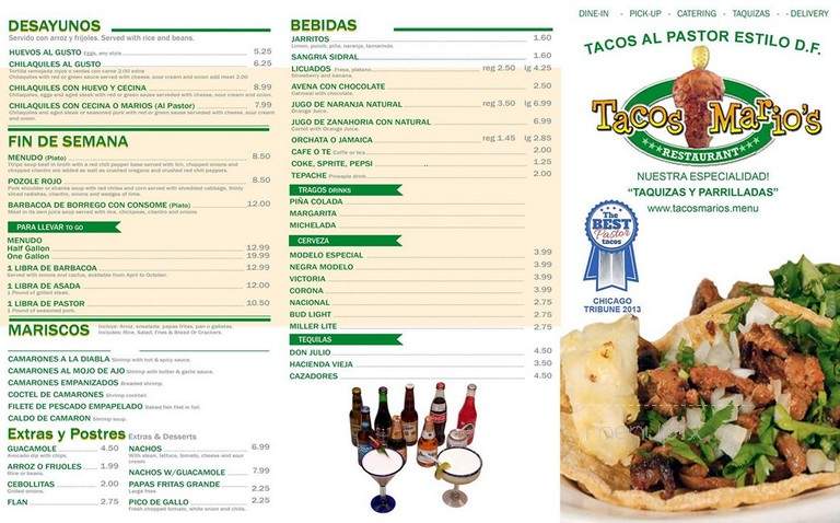 Mario's Tacos - Chicago, IL menu_pic