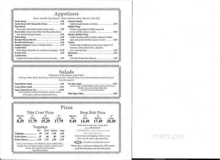 Maurie's Table - Joliet, IL menu_pic