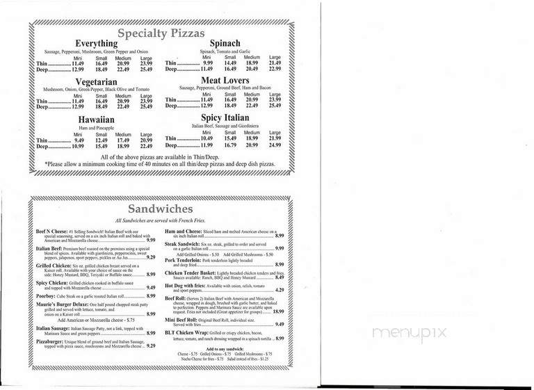 Maurie's Table - Joliet, IL menu_pic