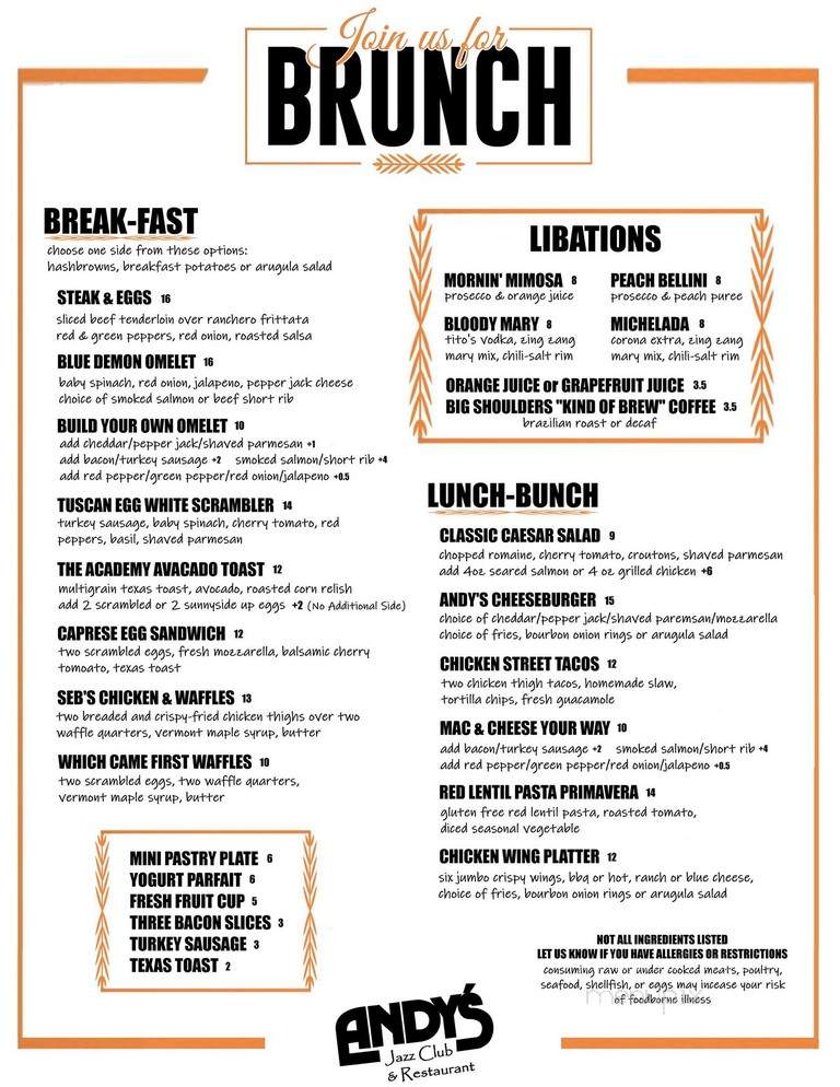 Andy's Two - Chicago, IL menu_pic