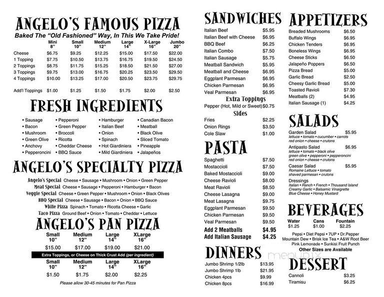 Angelo's Pizza - Downers Grove, IL menu_pic