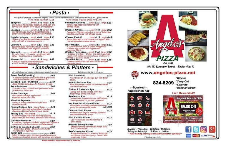Angelo's Pizza Co - Taylorville, IL menu_pic