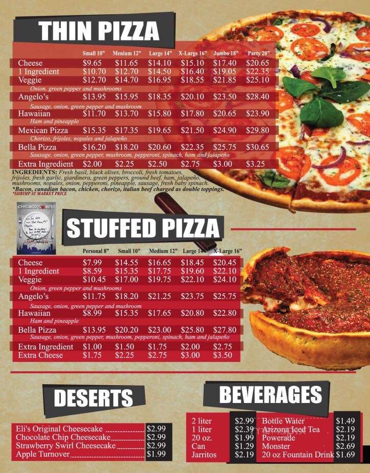 Angelo's Stuffed Pizza - Chicago, IL menu_pic