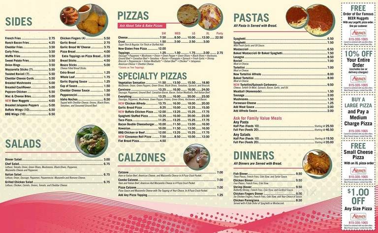 Anna's Pizza & Pasta - Winnebago, IL menu_pic