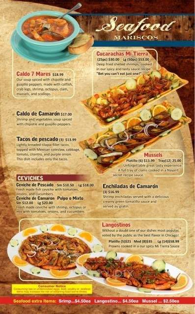 Mi Tierra - Chicago, IL menu_pic