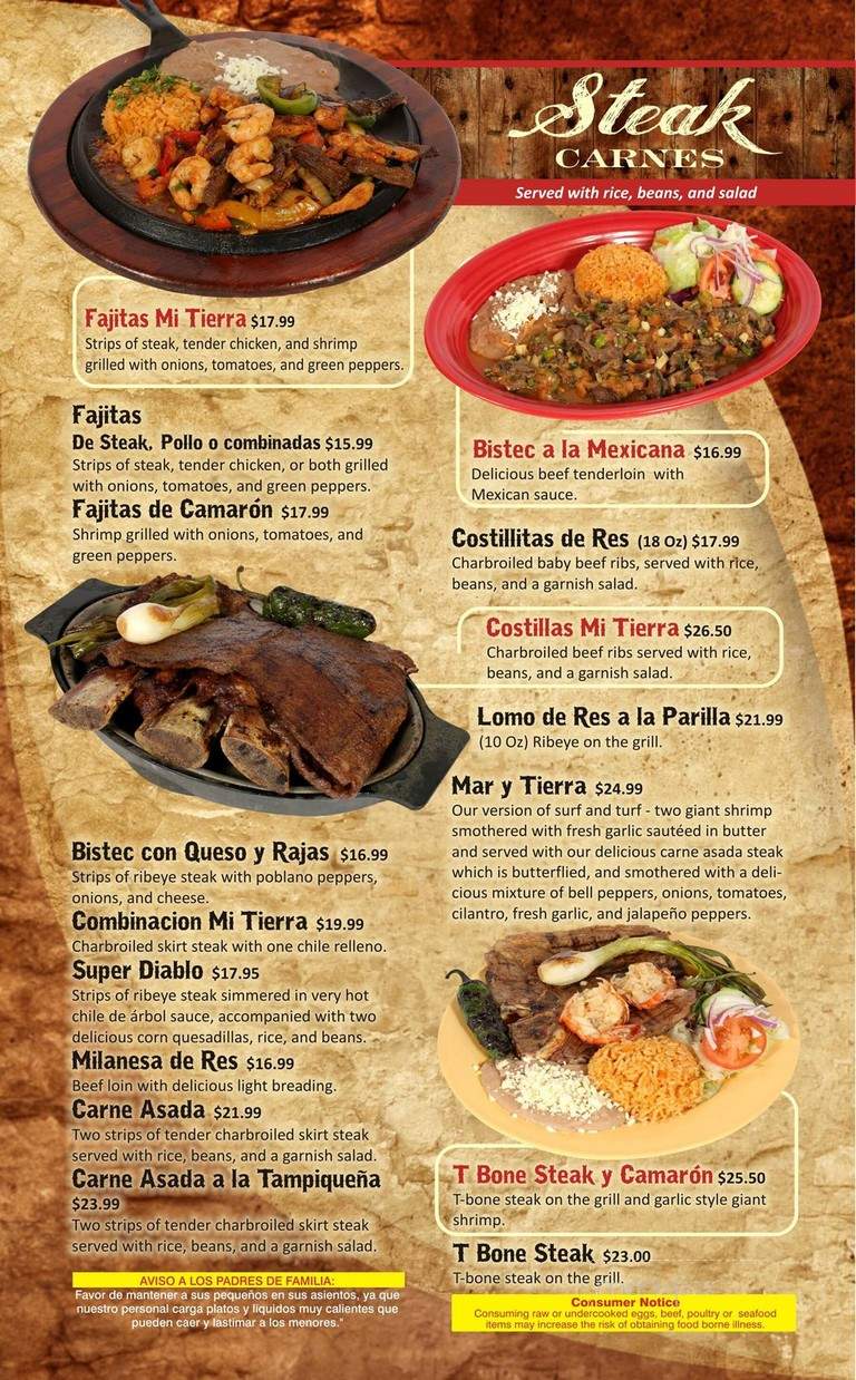 Mi Tierra Cocina Mexicana - Chicago, IL menu_pic