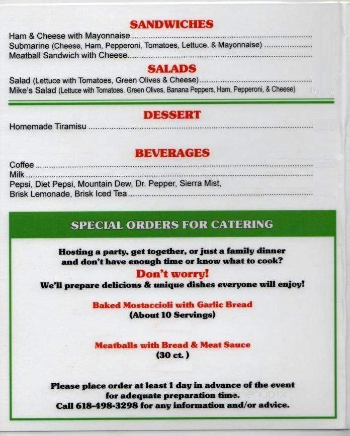 Mike's Pizza & Pasta - Jerseyville, IL menu_pic