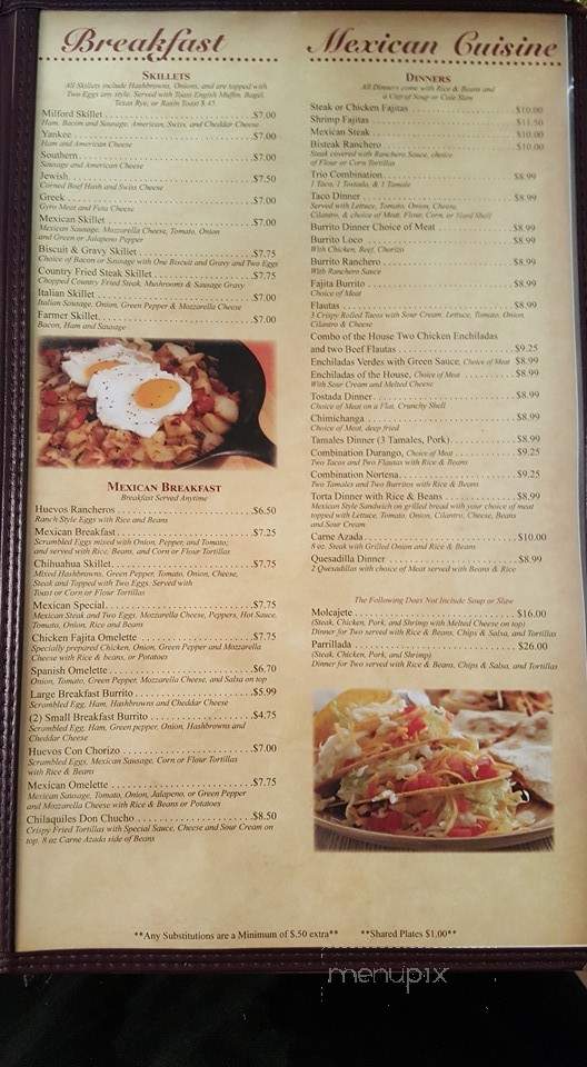 Milford Family Restaurant - Milford, IL menu_pic