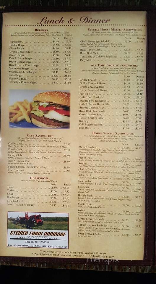 Milford Family Restaurant - Milford, IL menu_pic