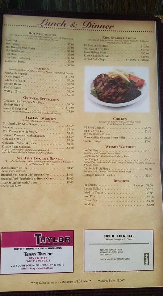 Milford Family Restaurant - Milford, IL menu_pic