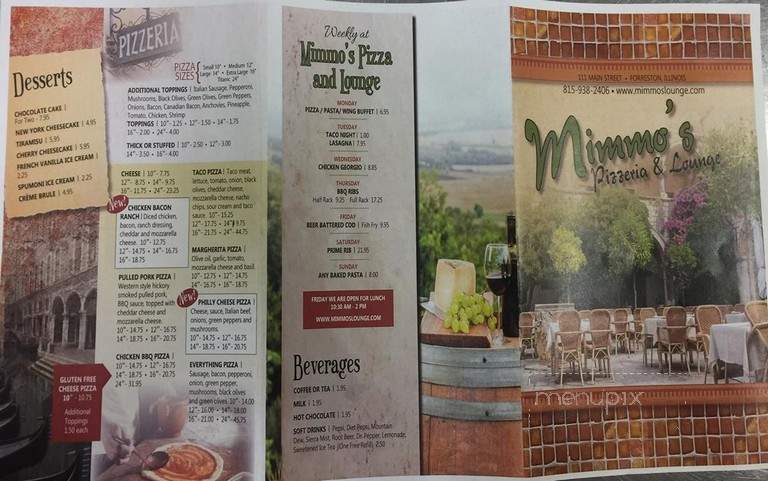 Mimmo's Pizza Restaurant - Forreston, IL menu_pic