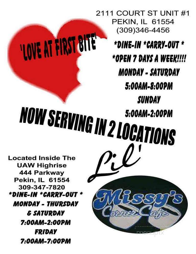 Missy's Corner Cafe - Pekin, IL menu_pic
