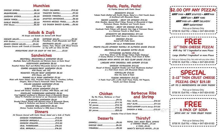 Nancy's Pizzeria - Westmont, IL menu_pic