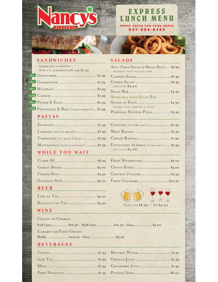 Nancy's Pizzeria - Westmont, IL menu_pic