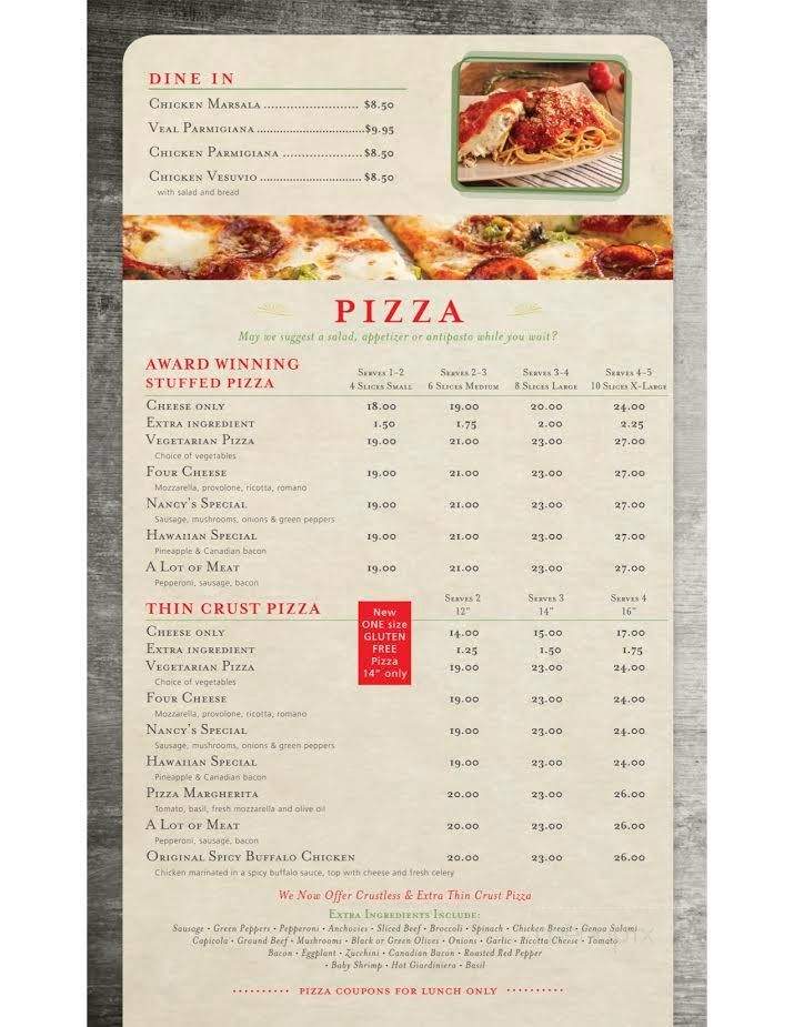 Nancy's Pizzeria - Westmont, IL menu_pic