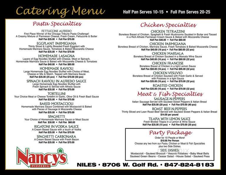 Nancy's Pizzeria - Westmont, IL menu_pic