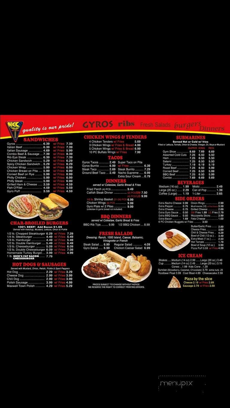 Nick's Gyros - Chicago, IL menu_pic