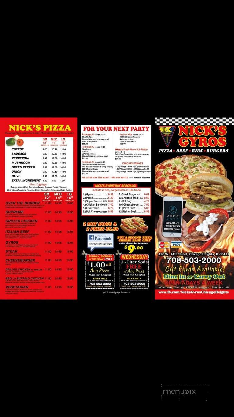 Nick's Gyros - Chicago, IL menu_pic