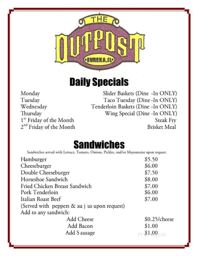 Outpost - Chicago, IL menu_pic