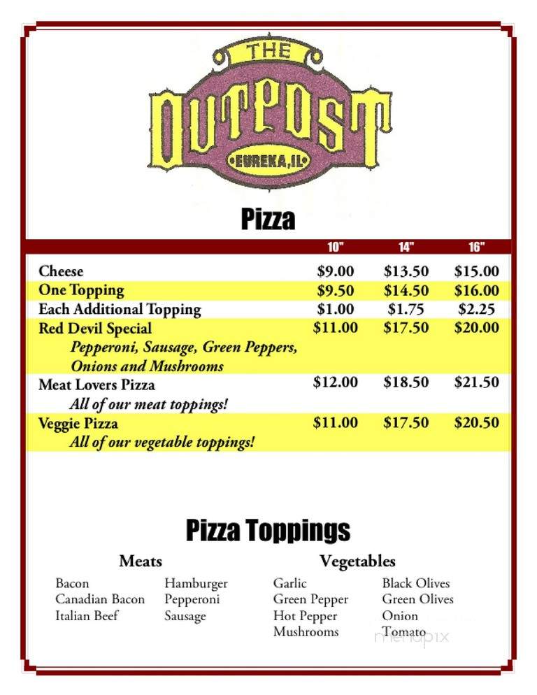 Outpost - Chicago, IL menu_pic