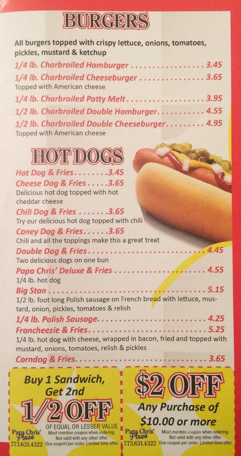 Papa Chris Place - Chicago, IL menu_pic