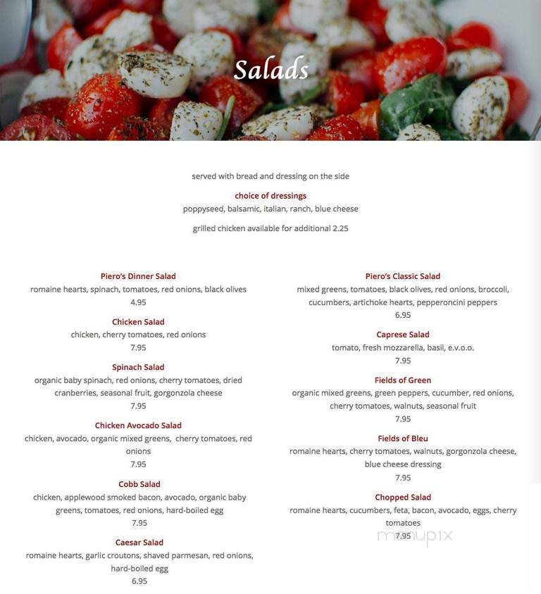 Piero's Stuffed Pizza - Wilmette, IL menu_pic