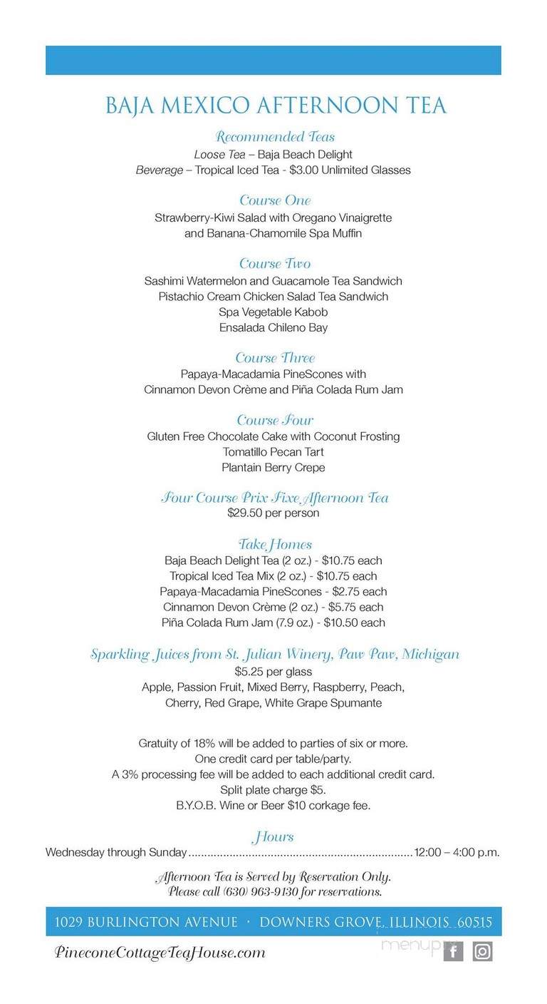 Pinecone Cottage Tea House - Downers Grove, IL menu_pic