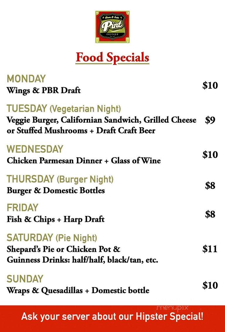 Pint - Chicago, IL menu_pic