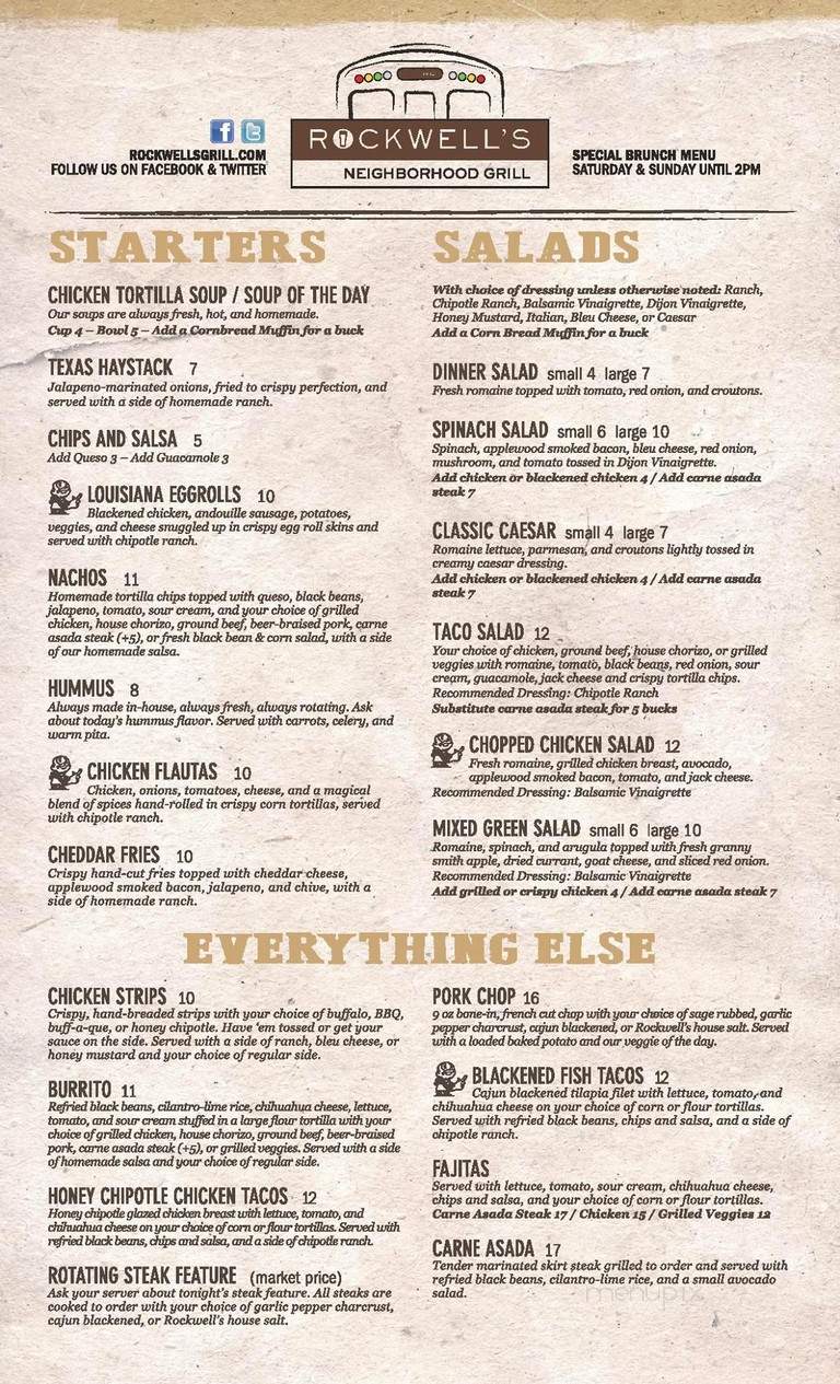Rockwell's Neighborhood Grill - Chicago, IL menu_pic