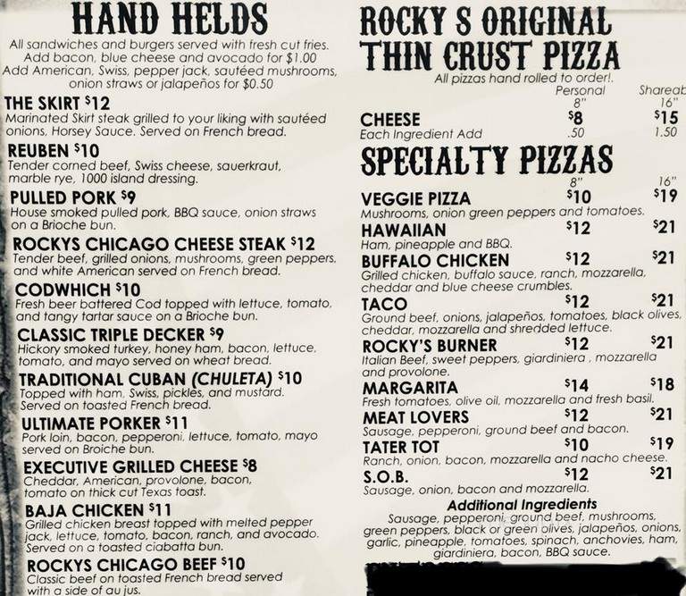 Rocky Vander's Cafe - Prospect Heights, IL menu_pic