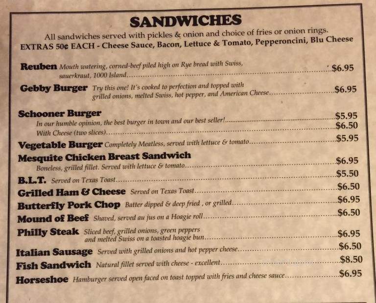 Schooner's Of Morton - Morton, IL menu_pic