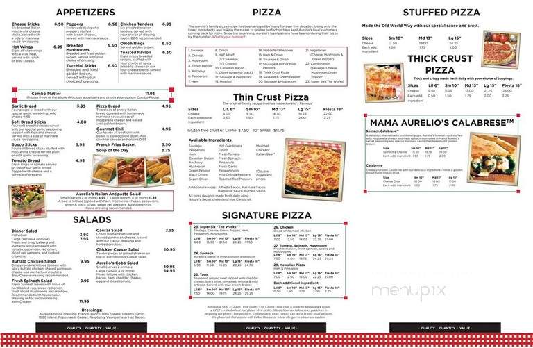 Aurelio's Pizza - Downers Grove, IL menu_pic