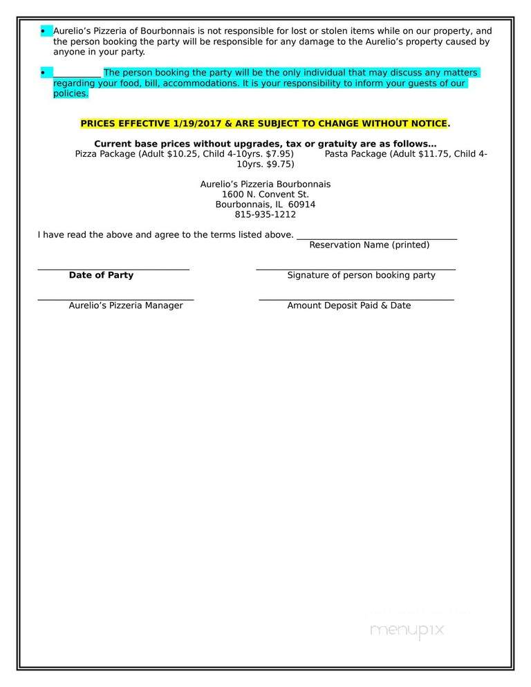 Aurelio's Pizza - Bourbonnais, IL menu_pic