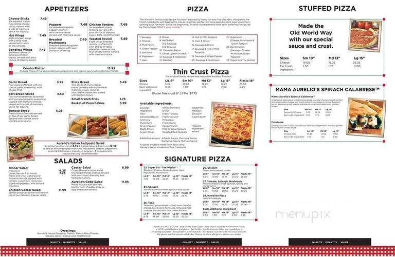 Aurelio's Pizza - Richton Park, IL menu_pic