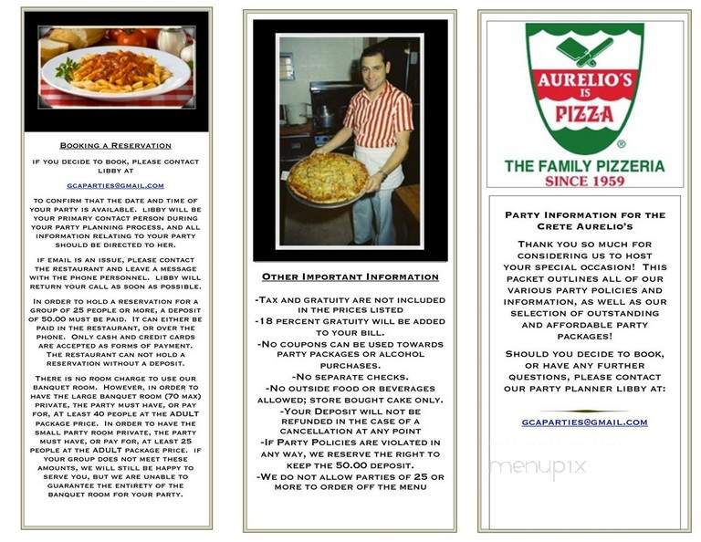 Aurelio's Pizza - Crete, IL menu_pic