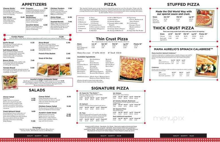 Aurelio's Pizza - South Holland, IL menu_pic