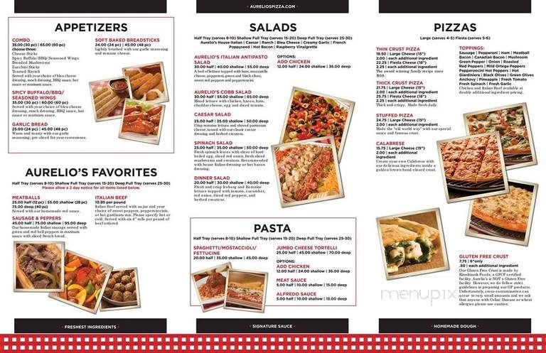 Aurelio's Pizza - South Holland, IL menu_pic