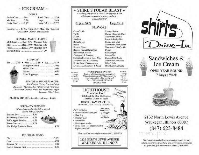 Shirl's Drive In - Waukegan, IL menu_pic