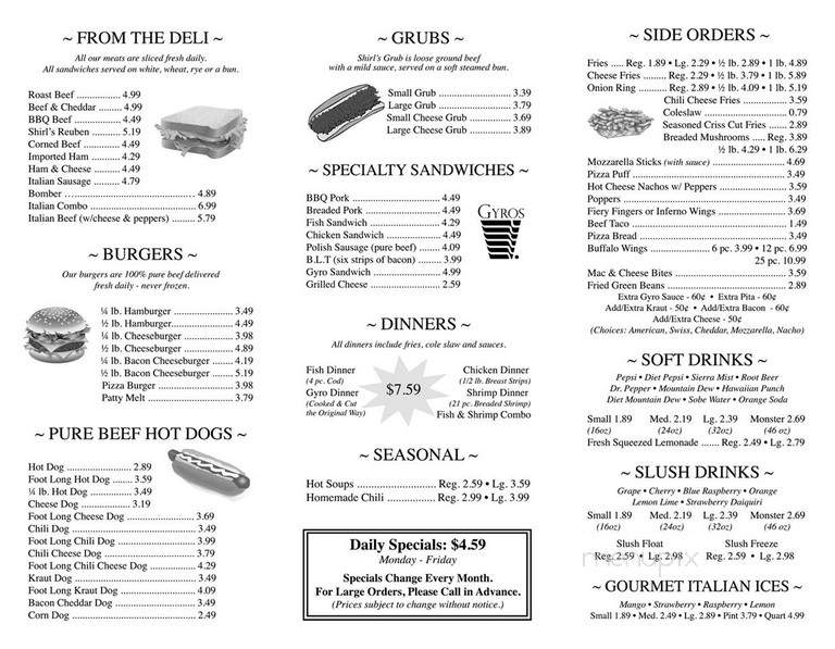 Shirl's Drive In - Waukegan, IL menu_pic