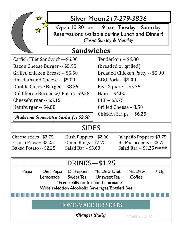 Silver Moon - West Union, IL menu_pic