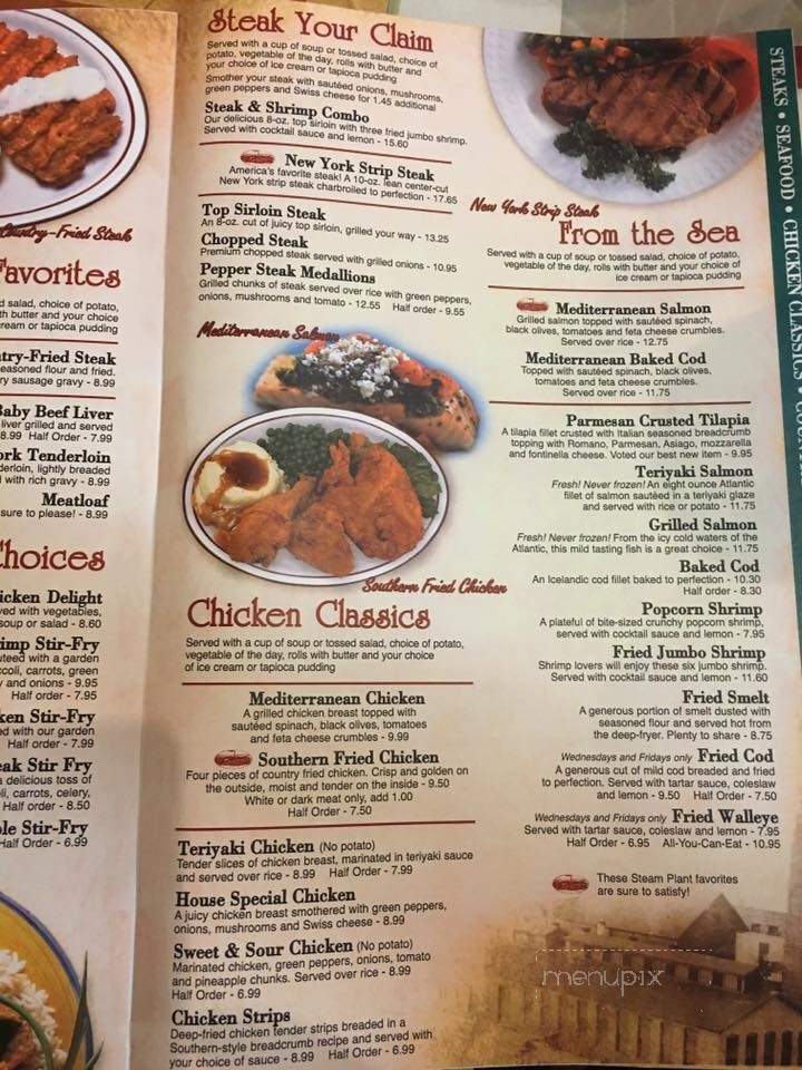 Steam Plant Family Restaurant - Belvidere, IL menu_pic