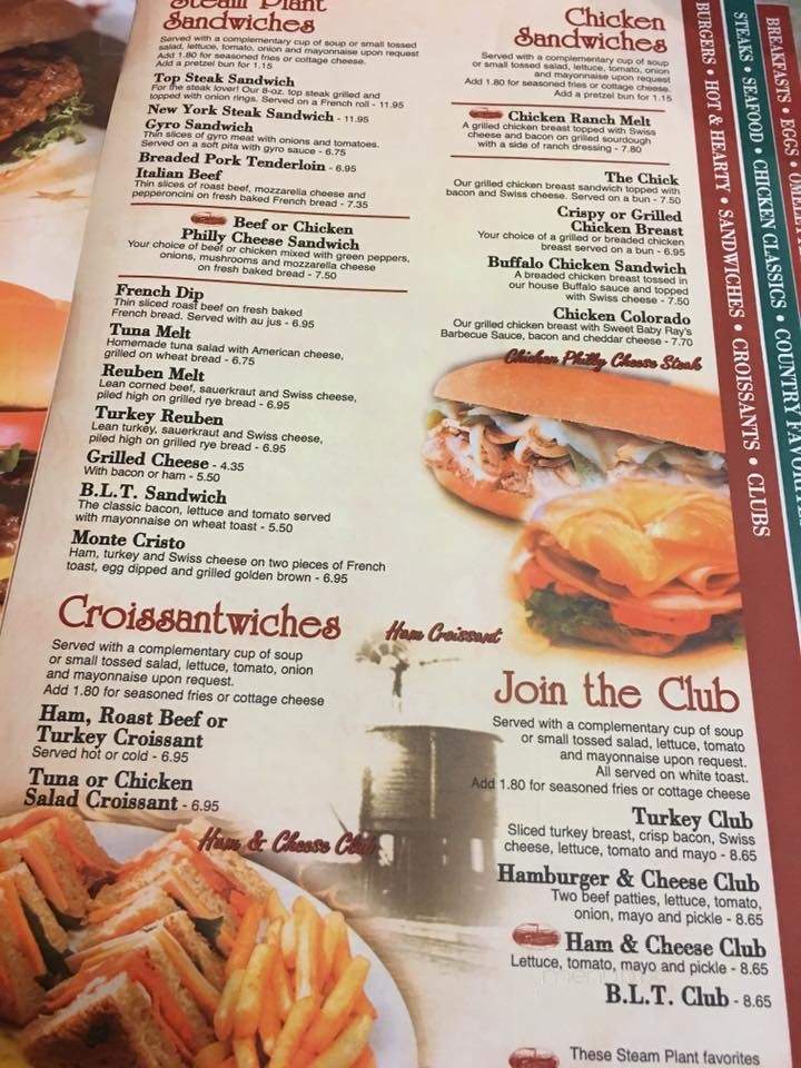 Steam Plant Family Restaurant - Belvidere, IL menu_pic