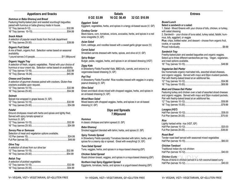 Strawberry Fields - Urbana, IL menu_pic