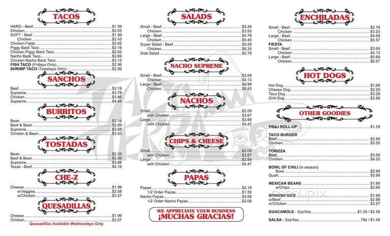 Taco Tierra - Mount Carmel, IL menu_pic