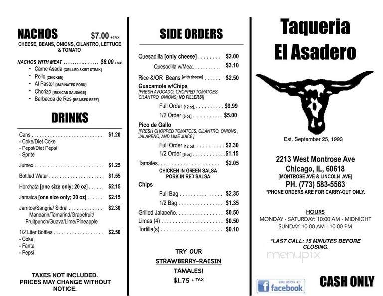 Taqueria El Asadero - Chicago, IL menu_pic