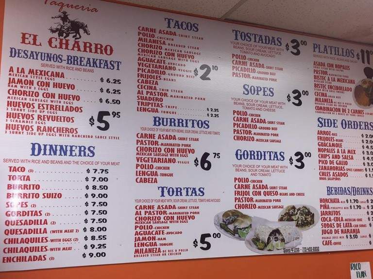Taqueria El Charro I - Chicago, IL menu_pic