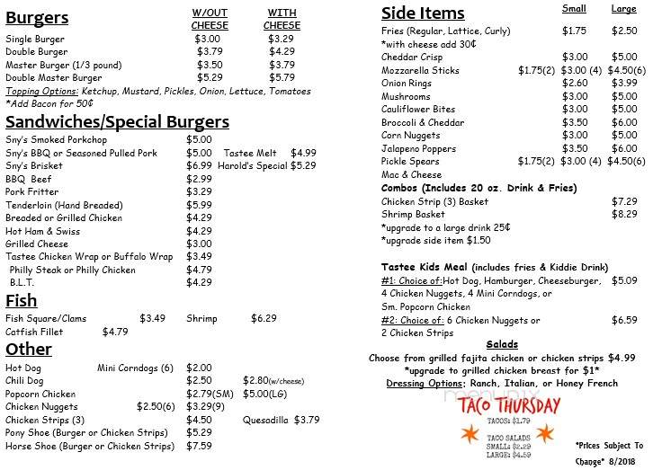 Tastee Treat Drive-In - Mount Sterling, IL menu_pic