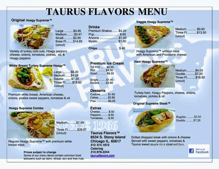 Taurus Flavors - Chicago, IL menu_pic