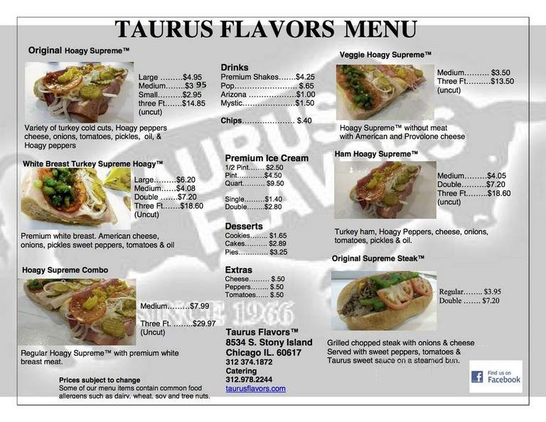 Taurus Flavors - Chicago, IL menu_pic